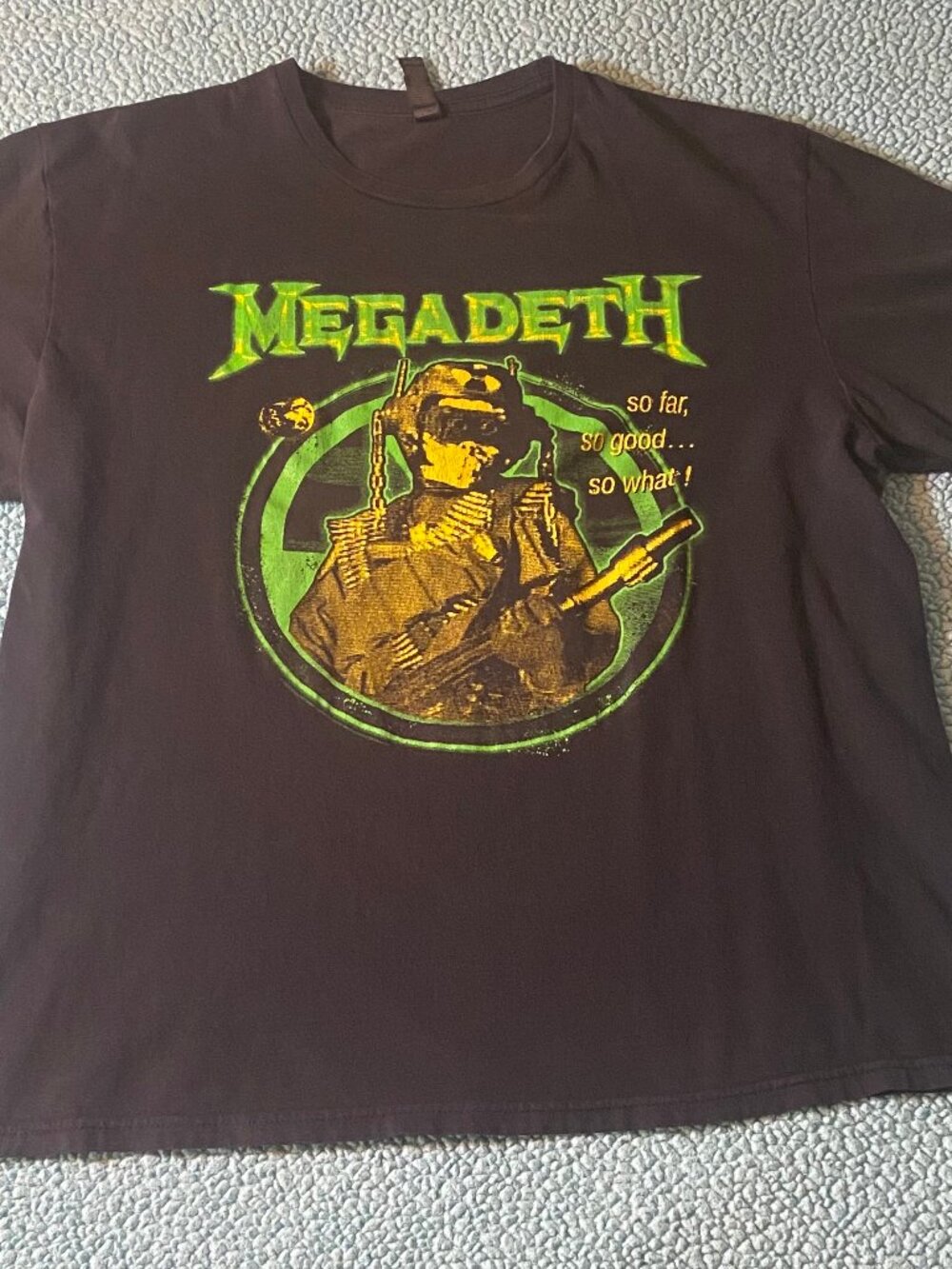 Megadeth Large T-shirt So far so good so what Black Neon Green